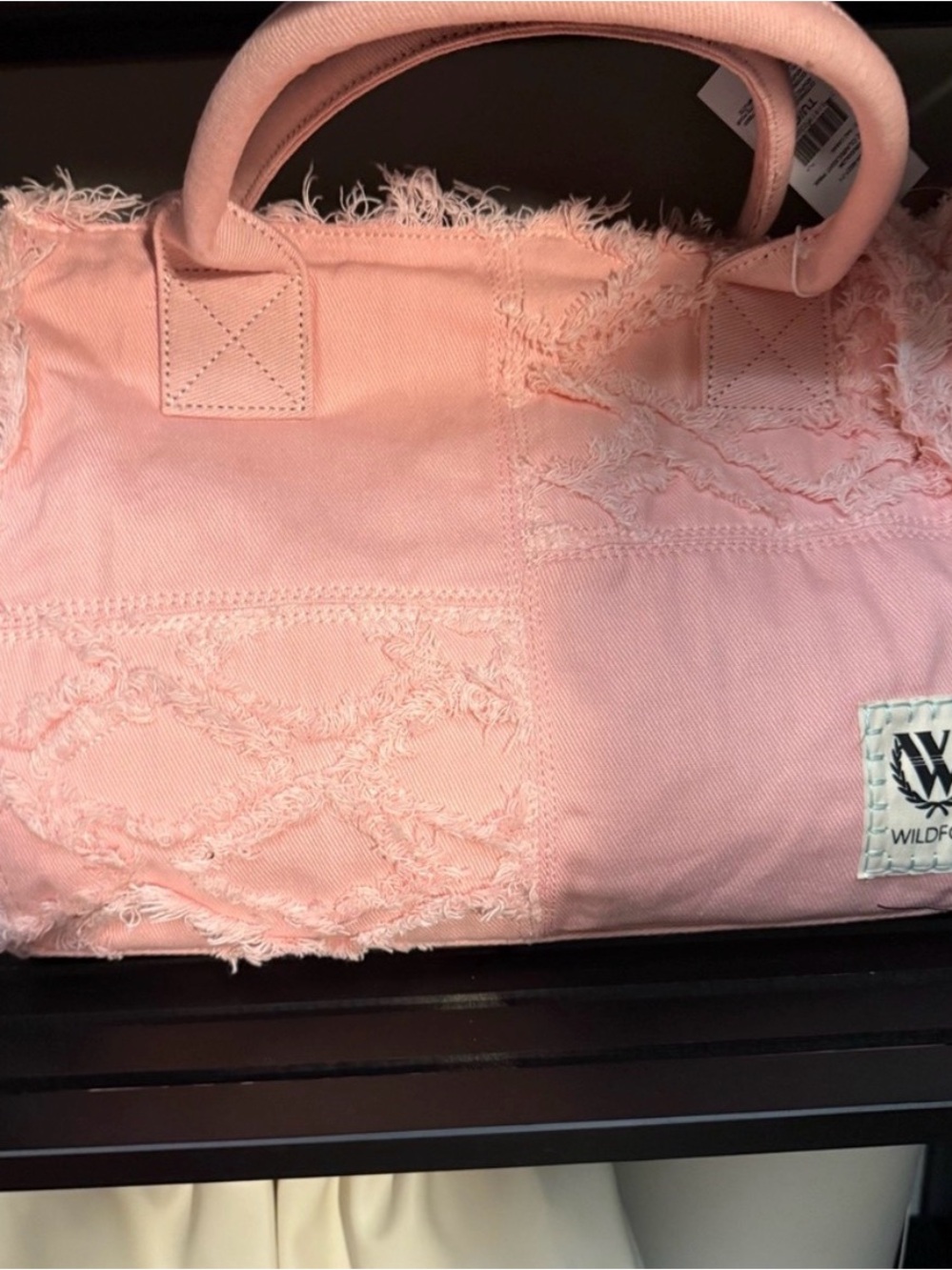Wildfox Pink Frayed Canvas Tote